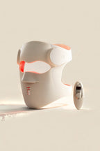Leyme LED-mask för ljusbehandling med handkontroll, vit med rött ljus